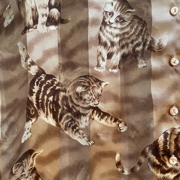 Vintage Bon Worth sheer panel kitten shirt/shacket - Picture 3 of 11